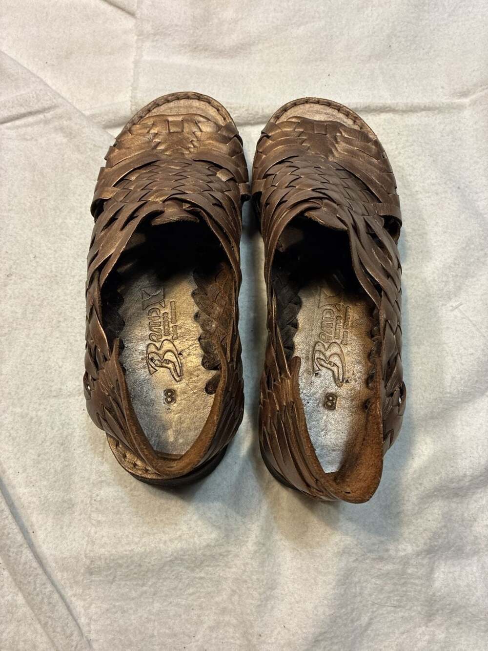 Brand X Mexico Woven Leather Huarache Sandals Bronze Size 8